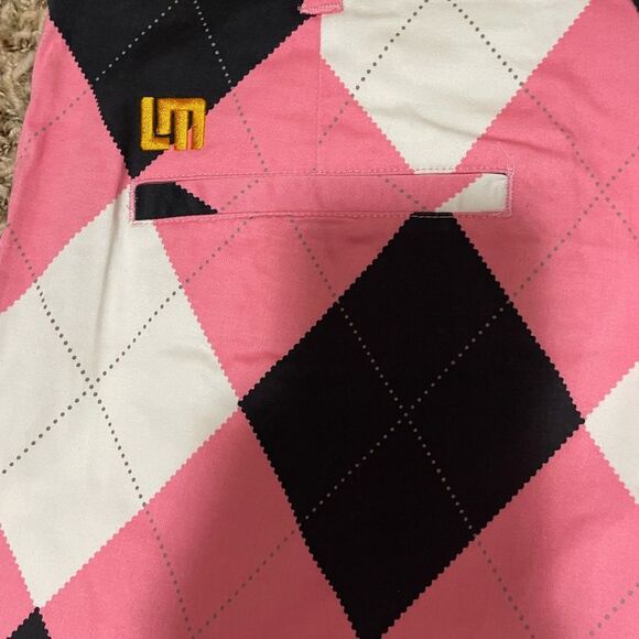 Loudmouth Golf Shorts Men’s Size 36 Pink Black White Argyle Diamond - Picture 7 of 7